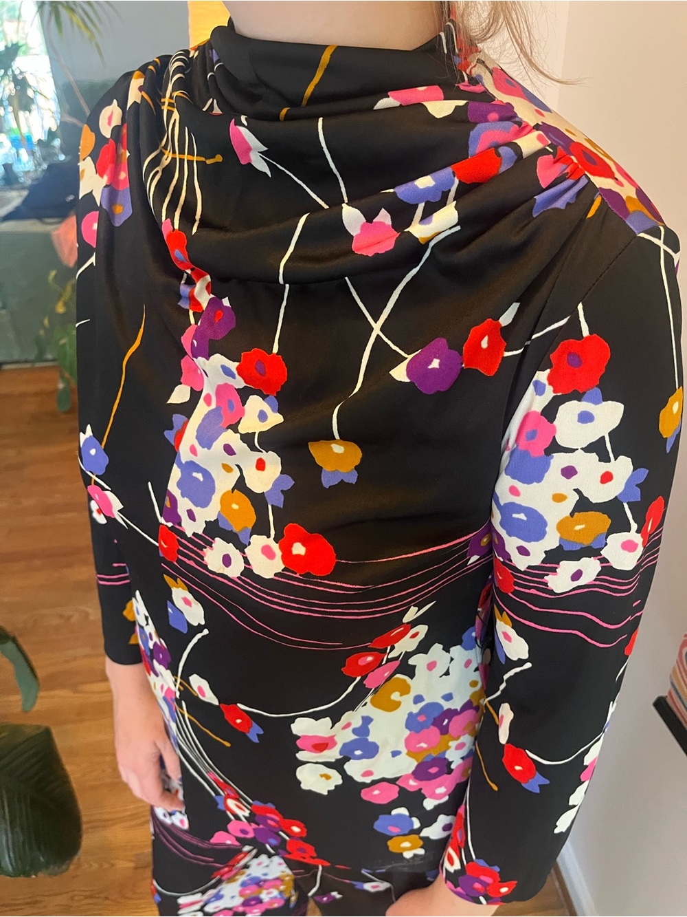 Berkshire Black Floral Jumpsuit with Red, Purple & Gold Accents
